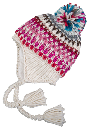 Firefly Girls Kids Multi Colored Knit Peruvian, PomTop - Winter Hats